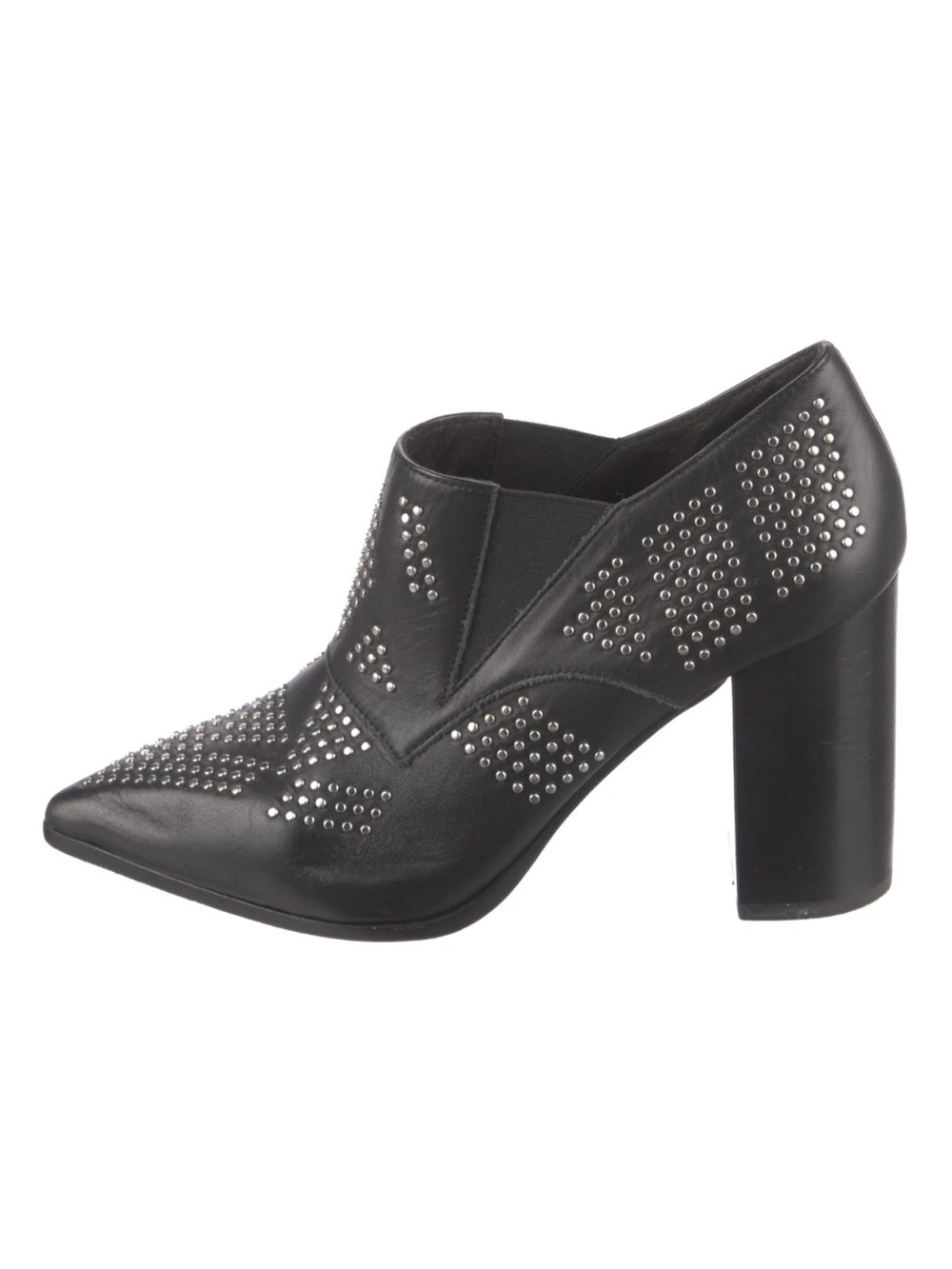See By Chloe Black Studded Leather Block-Heel Mules